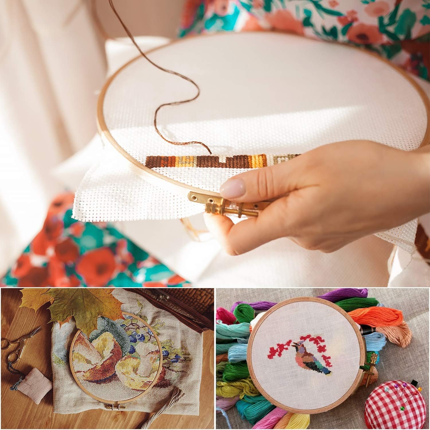 Sherbo 3 Inch Beechwood Embroidery Hoops, 3 Pack - Image 3