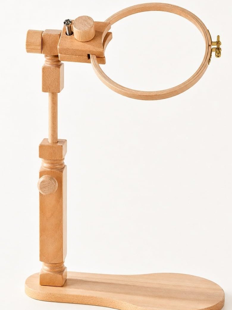 Sherbo Adjustable Beechwood Embroidery Hoop Stand with 6/7 Inch Hoops - Image 2