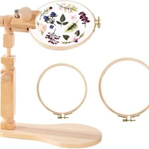 Sherbo adjustable beechwood embroidery hoop stand with 6 and 7 inch hoops